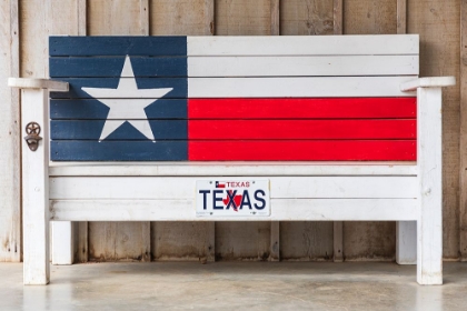 Picture of LUCKENBACH-TEXAS-USA-BENCH PAINTED LIKE THE TEXAS FLAG