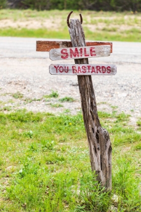 Picture of COMFORT-TEXAS-USA-HUMOROUS SIGN IN THE TEXAS HILL COUNTRY