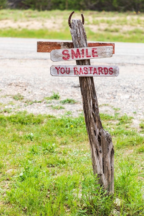 Picture of COMFORT-TEXAS-USA-HUMOROUS SIGN IN THE TEXAS HILL COUNTRY