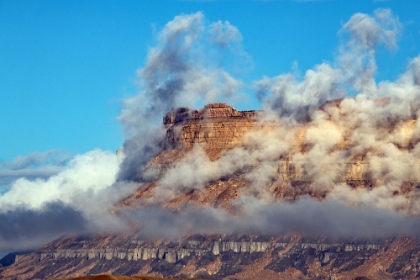 Picture of USA-UTAH GREEN RIVER-CLOUD AND MIST SHROUDED LITTLE ELLIOT MESA