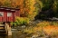 Picture of USA-VERMONT-STOWE-RED MILL ON LITTLE RIVER AS IT FLOWS SOUTH OF STOWE TO WINOOSKI RIVER-FALL FOLIAGE