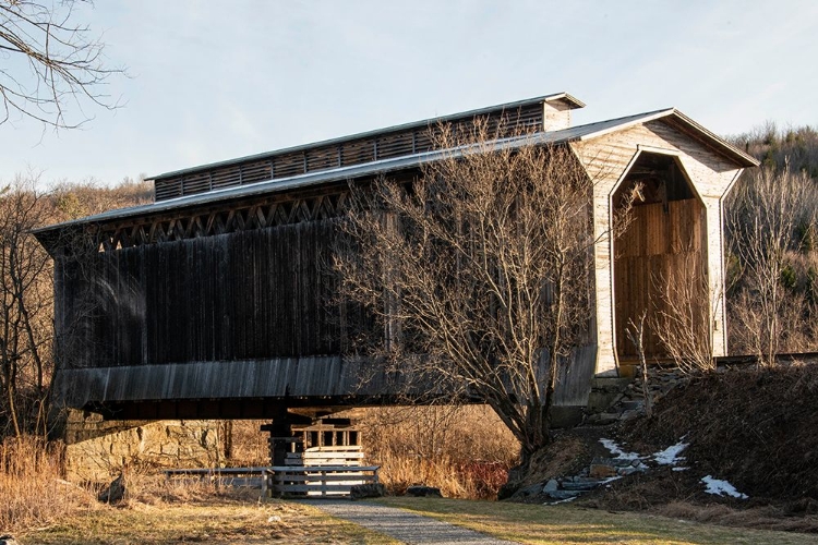 Picture of USA-VERMONT-WOLCOTT ON RT 15 BETWEEN MORRISVILLE AND JOES POND-COVERED RR BRIDGE OVER LAMOILLE RIVER