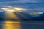 Picture of USA-WASHINGTON STATE-SEABECK SUNBURST OVER HOOD CANAL AND OLYMPIC MOUNTAINS AT SUNSET