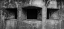 Picture of USA-WASHINGTON STATE-FORT FLAGLER STATE PARK BLACK AND WHITE DETAIL OF GUN PORTS IN WALL