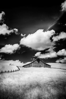 Picture of USA-PALOUSE COUNTRY-WASHINGTON STATE-INFRARED PALOUSE FIELDS AND BARN