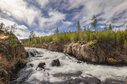 Picture of CASCADING FIREHOLE RIVER AND CLOUDS-YELLOWSTONE NATIONAL PARK-WYOMING