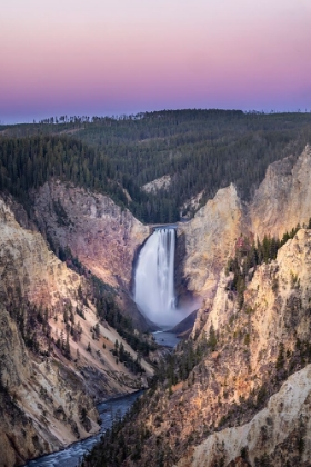 Picture of LOWER FALLS AND COLORFUL CANYON WALLS OF HYDROTHERMALLY ALTERED RHYOLITE