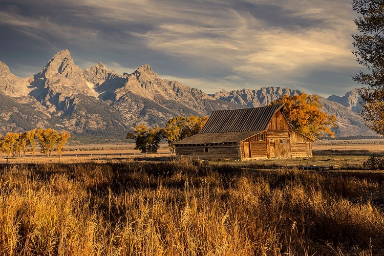 Picture of MOULTON BARN AT SUNRISE AND TETON RANGE-GRAND TETON NATIONAL PARK-WYOMING