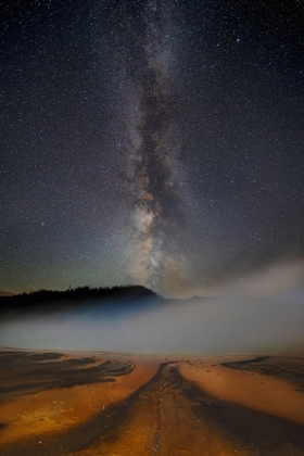 Picture of USA-WYOMING-YELLOWSTONE NATIONAL PARK MILKY WAY ABOVE GRAND PRISMATIC SPRING