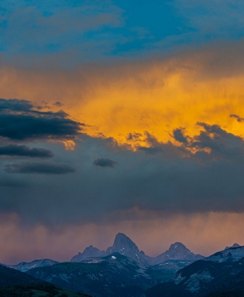 Picture of USA-WYOMING-DRAMATIC SKY AT SUNSET OVER GRAND TETON-WEST SIDE OF TETON MOUNTAINS