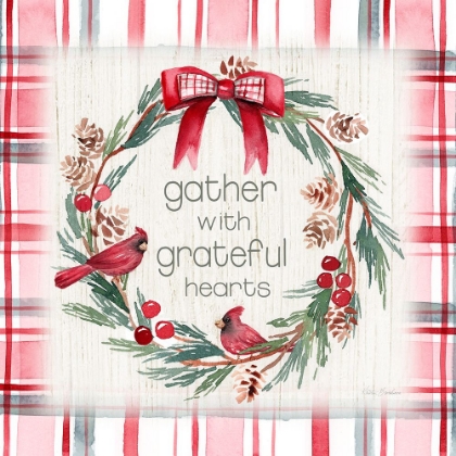 Picture of GATHER PLAID CARDINAL WREATH