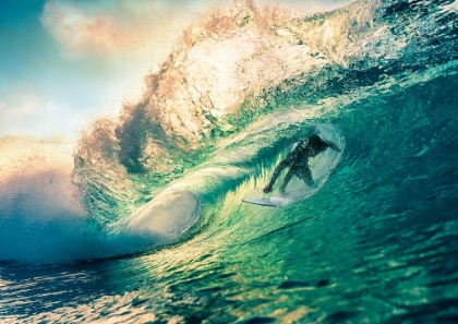 Picture of SURFING AT SUNSET-AUSTRALIA