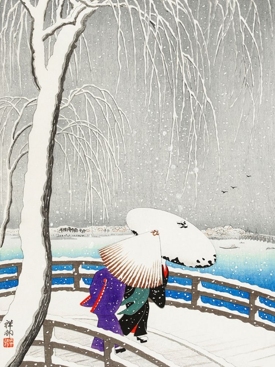 Picture of TWO WOMEN IN THE SNOW ON YANAGI BRIDGE