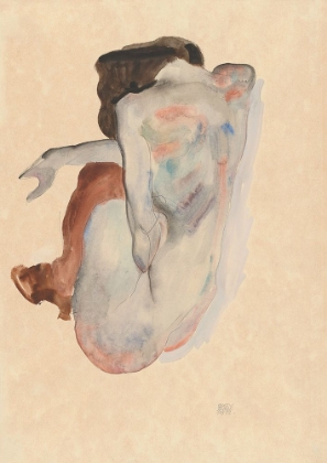Picture of CROUCHING NUDE IN SHOES AND BLACK STOCKINGS-BACK VIEW