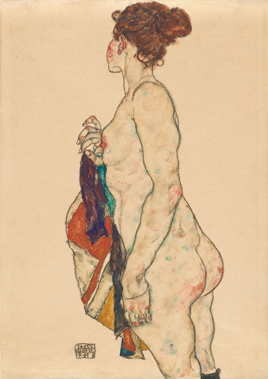 Picture of STANDING NUDE WITH A PATTERNED ROBE