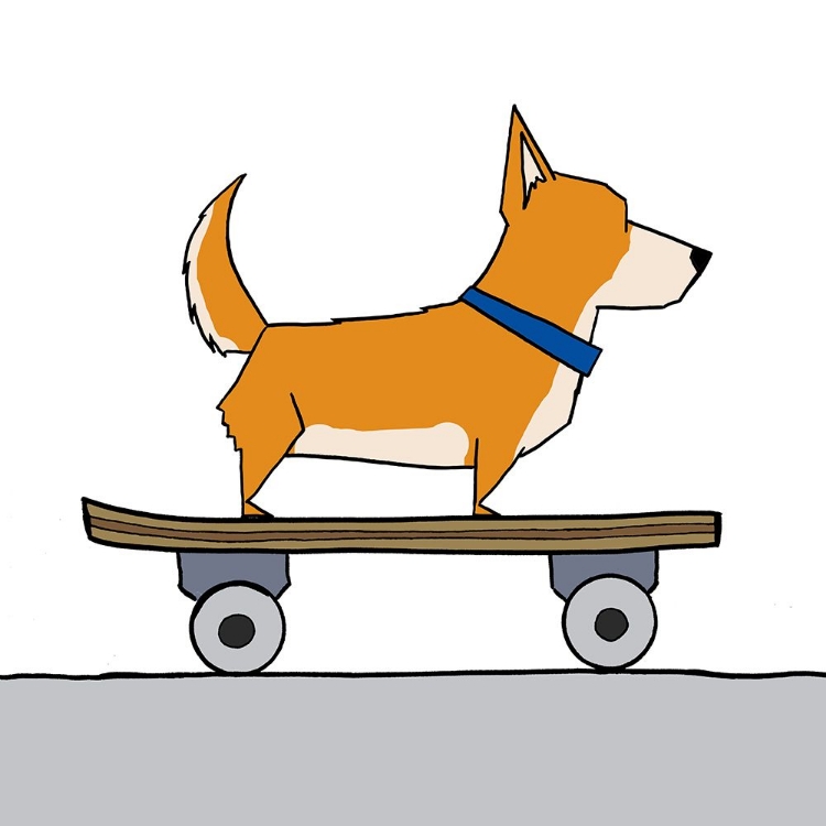 Picture of HANDSOME FUR DOG ON WHEELS