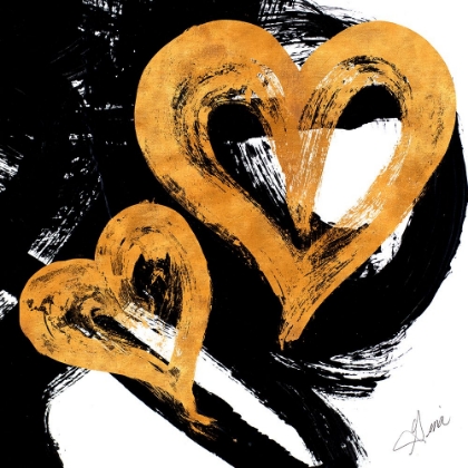 Picture of BLACK AND GOLD HEART STROKES II