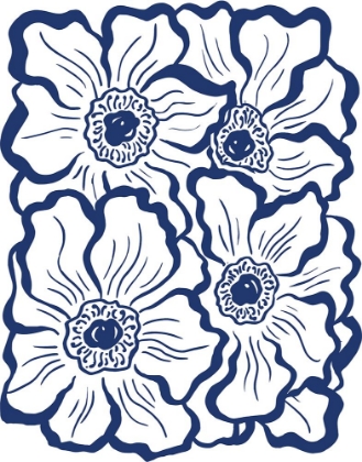 Picture of NAVY FLORAL LINOCUT I