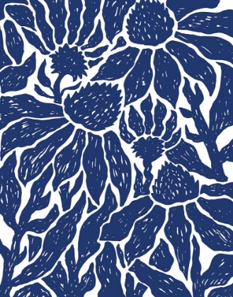 Picture of NAVY FLORAL LINOCUT II