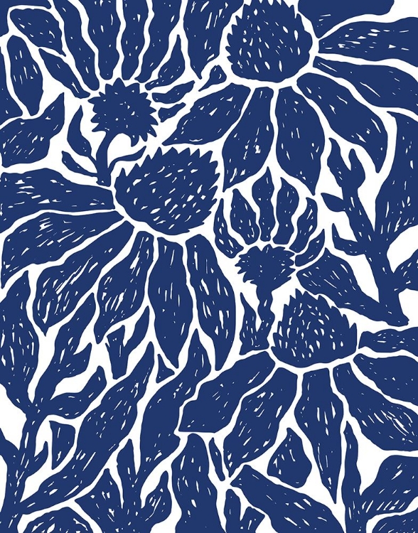 Picture of NAVY FLORAL LINOCUT II
