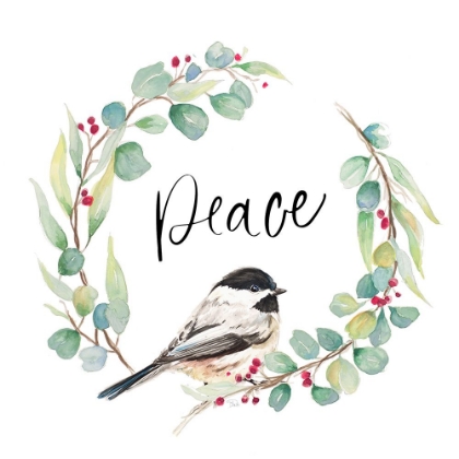 Picture of PEACE EUCALYPTUS WREATH AND CHICKADEE