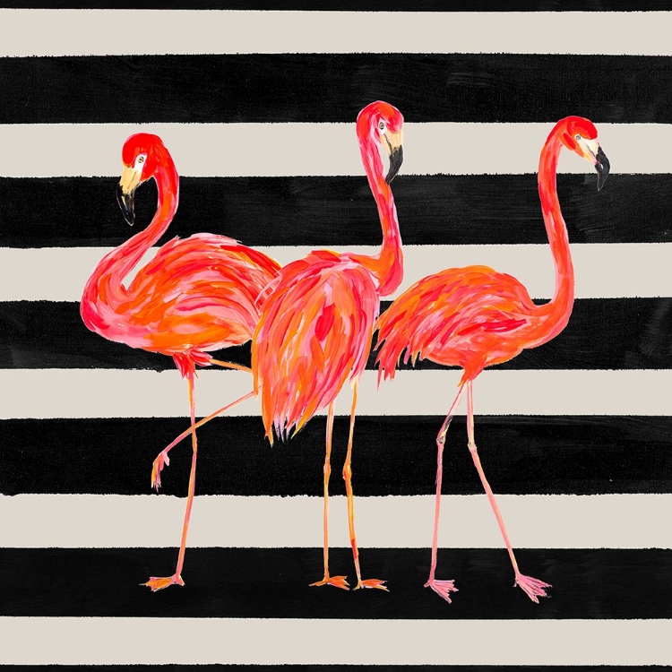 Picture of FONDLY FLAMINGO TRIO SQUARE ON STRIPE