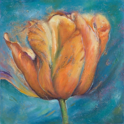 Picture of ORANGE TULIP ON BLUE