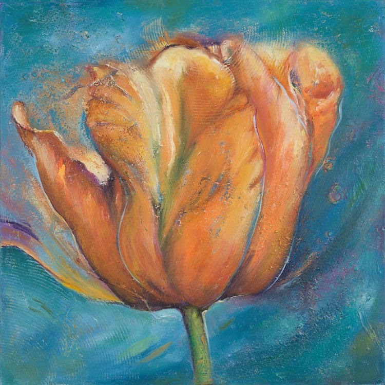 Picture of ORANGE TULIP ON BLUE