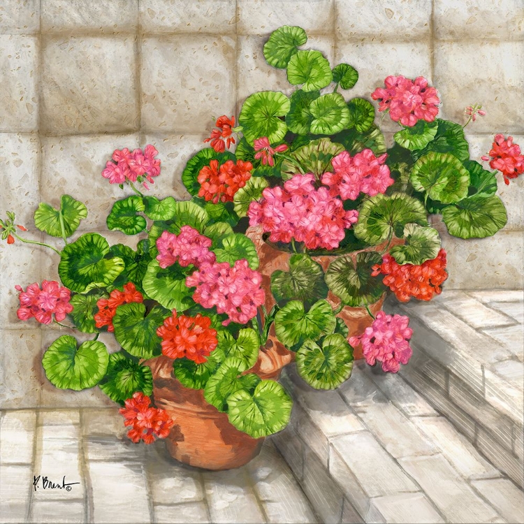 Picture of SUMMER GERANIUMS SQUARE - BEIGE