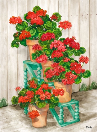 Picture of SPINDLE SHELF GERANIUMS - BEIGE