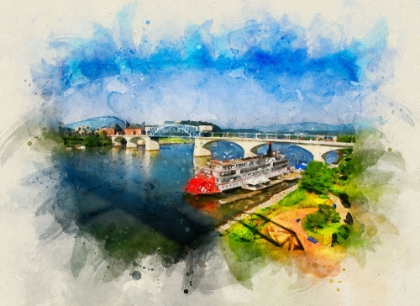 Picture of BRIDGE TO LOOKOUT COLOR WATERCOLOR