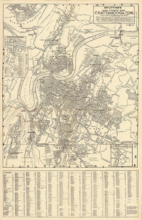 Picture of CHATTANOOGA STREET MAP 1938