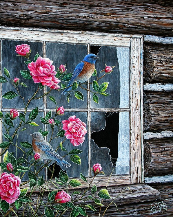 Picture of ROSES AND BLUEBIRDS