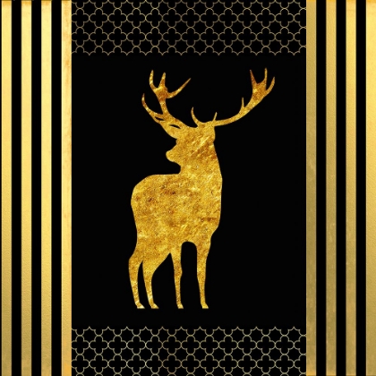 Picture of BLACK AND GOLD - FEATHERED FASHION STAG