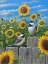 Picture of CHICKADEES AND SUNFLOWERS