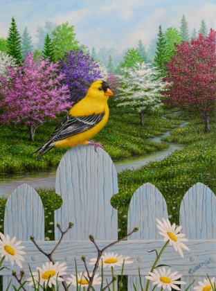 Picture of GOLDFINCH AND DAISIES
