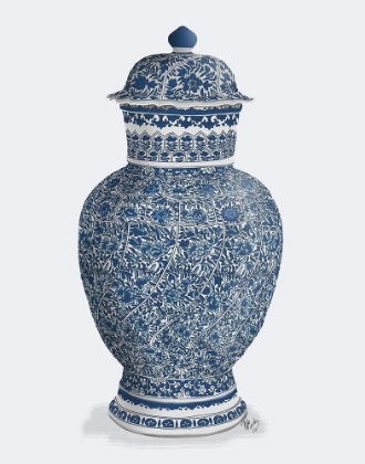 Picture of CHINOISERIE VASE FLOWER SPIRAL BLUE
