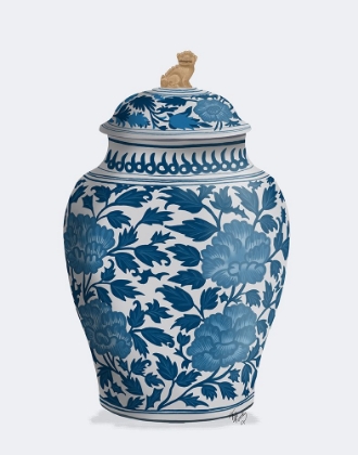 Picture of CHINOISERIE VASE GOLDEN LION BLUE