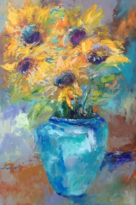 Picture of SUNFLOWERS WITH LIGHT BLUE
