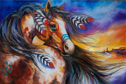 Picture of 5 FEATHERS INDIAN WAR HORSE