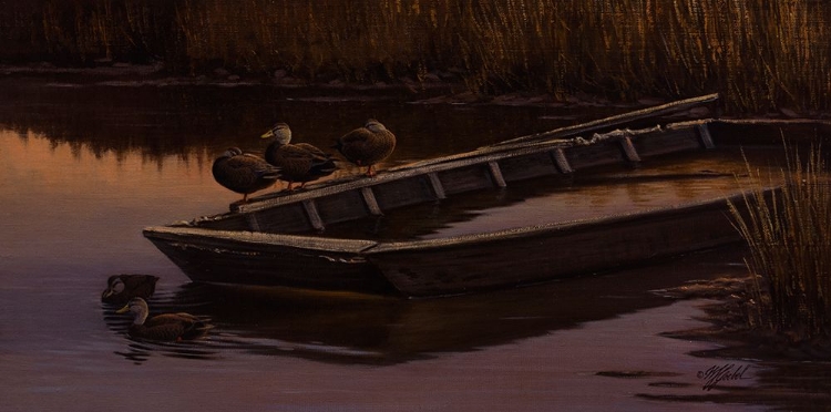 Picture of ABANDONED SKIFF - BLACK DUCKS