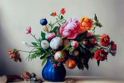 Picture of FLOWER BOUQUET WITH BLUE VASE