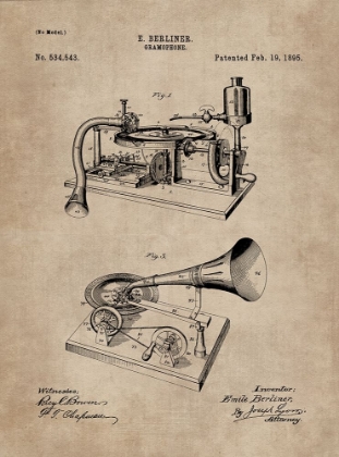Picture of PATENT DOCUMENT OF A GRAMOPHONE