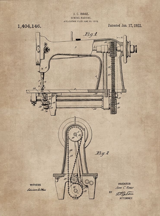 Somerset House Images. PATENT DOCUMENT OF A SEWING MACHINE