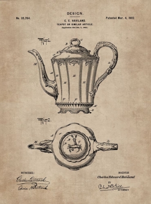 Picture of PATENT DOCUMENT OF A TEAPOT