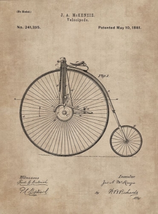 Picture of PATENT DOCUMENT OF A VELOCIPEDE