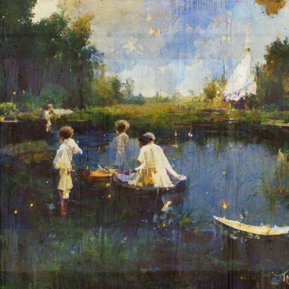 Picture of CHILDREN PLAYING WITH BOATS I