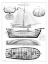 Picture of CUSTOM ANTIQUE SHIP BLUEPRINT IN BW II