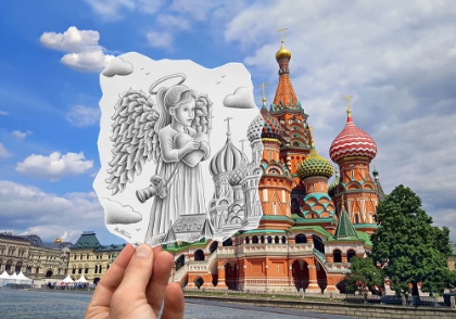 Picture of PENCIL VS CAMERA - ANGEL AT ST BASIL CATHEDRAL