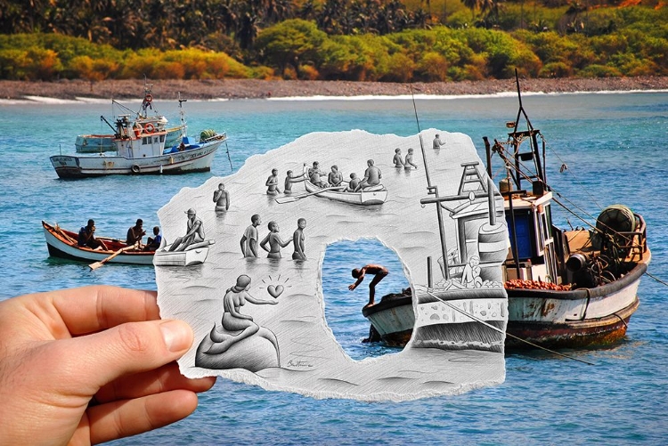 Picture of PENCIL VS CAMERA - BOATS AND SWIMMERS